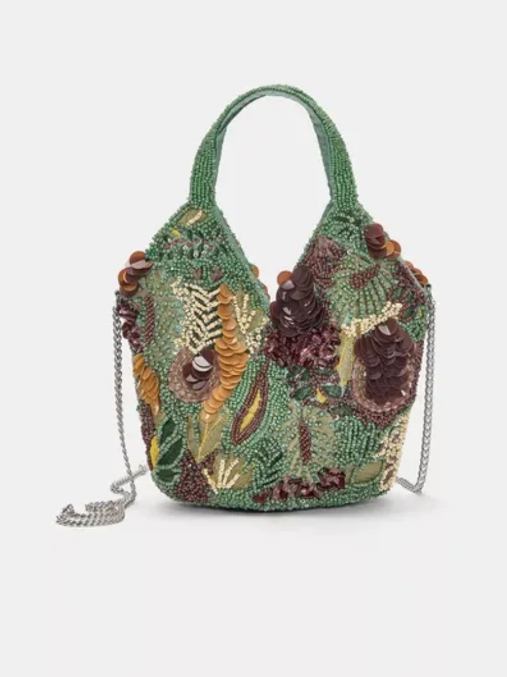 Pull&Bear Green Beaded Floral Shoulder Bag. Never used.